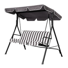 Load image into Gallery viewer, 3 Person Swing Outdoor Patio Canopy Awning Yard Furniture Hammock Steel-coffee