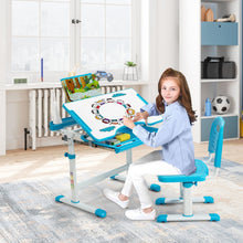 Load image into Gallery viewer, Height Adjustable Kids Study Table and Chair Set with Bookstand-Blue