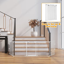 Load image into Gallery viewer, 115 Inch Length 5 Panel Adjustable Wide Fireplace Fence-White