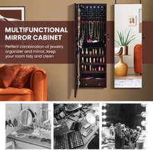 Load image into Gallery viewer, Wall Mounted Full Screen Mirror Jewelry Cabinet Armoire wirth 6 LEDs-Brown