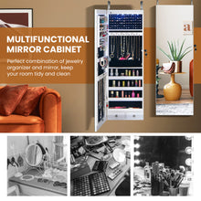 Load image into Gallery viewer, Wall Mounted Full Screen Mirror Jewelry Cabinet Armoire wirth 6 LEDs-White