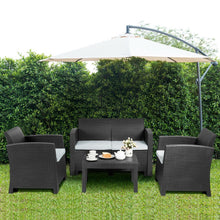 Load image into Gallery viewer, 4 Piece Patio Molded Rattan Sectional Sofa Set-Black