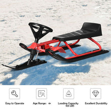 Load image into Gallery viewer, Kids Snow Sled with Steering Wheel and Double Brakes Pull Rope