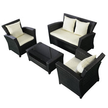 Load image into Gallery viewer, 4 pcs Black Rattan Wicker Patio Sofa Set