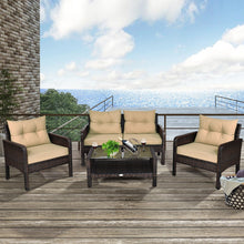 Load image into Gallery viewer, 4 Pieces Patio Rattan Free Combination Sofa Set with Cushion and Coffee Table