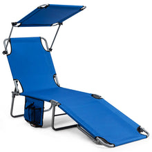 Load image into Gallery viewer, Adjustable Outdoor Beach Patio Pool Recliner with Sun Shade-Navy