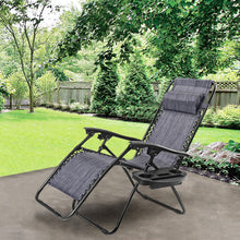 Load image into Gallery viewer, Outdoor Folding Zero Gravity Reclining Lounge Chair with Utility Tray-Gray