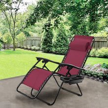 Load image into Gallery viewer, Outdoor Folding Zero Gravity Reclining Lounge Chair-Dark Red
