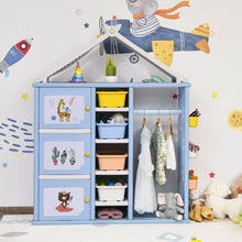 Load image into Gallery viewer, Kids Wardrobe Costume Storage Closet Pretend Dresser Hanging Armoire-Blue