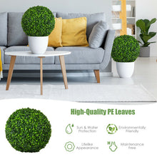 Load image into Gallery viewer, 2 Pieces 15.7 Inch Artificial Boxwood Topiary UV Protected Indoor Outdoor Balls