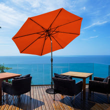 Load image into Gallery viewer, 10' Solar LED Lighted Patio Market Umbrella Shade Tilt Adjustment Crank-Orange