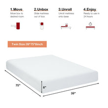 Load image into Gallery viewer, 8 Inch Foam Medium Firm Mattress with Jacquard Cover-Twin Size