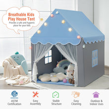 Load image into Gallery viewer, Kids Playhouse Tent with Star Lights and Mat-Blue