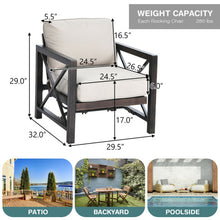 Load image into Gallery viewer, 2 Pieces Patio Rocking Chairs Sofa With 6 Inch Thick Cushions Armrest-Beige