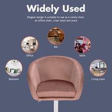 Load image into Gallery viewer, 360 Degree Swivel Makeup Stool Accent Chair with Round Back and Metal Base -Pink