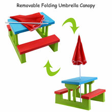 Load image into Gallery viewer, Kids Picnic Folding Table and Bench with Umbrella