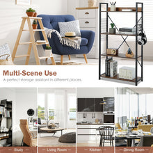 Load image into Gallery viewer, 4 -Tier Industrial Open Storage Bookshelf-Coffee