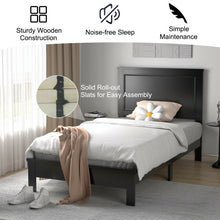 Load image into Gallery viewer, Twin Size Platform Bed Frame with Rubber Wood Leg-Black