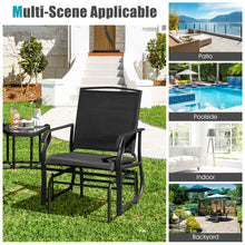 Load image into Gallery viewer, Double Swing Glider Rocker Chair set with Glass Table-Black