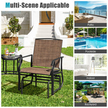 Load image into Gallery viewer, Double Swing Glider Rocker Chair set with Glass Table-Brown