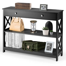 Load image into Gallery viewer, Console Table 3-Tier with Drawer and Storage Shelves-Black