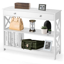 Load image into Gallery viewer, Console Table 3-Tier with Drawer and Storage Shelves-White