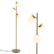 Load image into Gallery viewer, 3-Globe Floor Lamp with Foot Switch and Bulb Bases-Golden