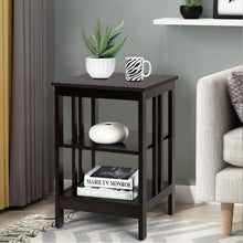 Load image into Gallery viewer, Set of 2 Multifunctional 3-Tier Nightstand Sofa Side Table with Reinforced Bars and Stable Structure -Espresso