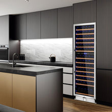 Load image into Gallery viewer, 154-Bottle Freestanding Wine Cooler Refrigerator Dual Zone Wine Cellar with Dual Temperature Control-Silver