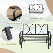 Load image into Gallery viewer, Patio 2-Person Glider Bench Rocking Loveseat Cushioned Armrest-Beige