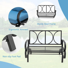 Load image into Gallery viewer, Patio 2-Person Glider Bench Rocking Loveseat Cushioned Armrest-Blue