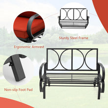 Load image into Gallery viewer, Patio 2-Person Glider Bench Rocking Loveseat Cushioned Armrest-Brick Red