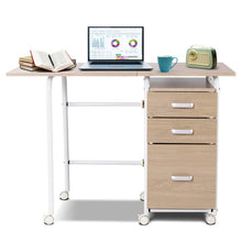 Load image into Gallery viewer, Folding Computer Laptop Desk Wheeled Home Office Furniture-Natural