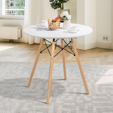 Load image into Gallery viewer, Round Modern Dining Table with Solid Wooden Leg-White