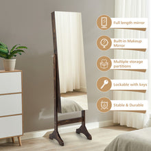 Load image into Gallery viewer, Standing Jewelry Cabinet with Full Length Mirror-Brown