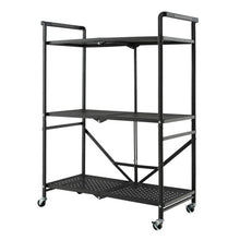 Load image into Gallery viewer, 3-Tier Foldable Kitchen Cart Mobile Metal Organizer Rack