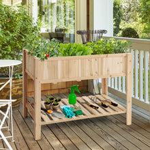 Load image into Gallery viewer, 47 Inch Wooden Raised Garden Bed with Bottom Shelf and Bed Liner
