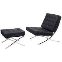 Load image into Gallery viewer, Black Accent Lounge Chair and Ottoman