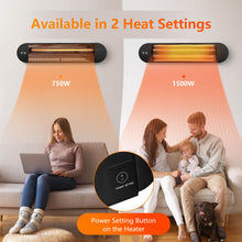 Load image into Gallery viewer, 750W/1500W Wall Mounted Infrared Heater with Remote Control