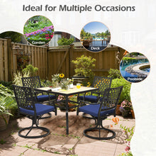 Load image into Gallery viewer, 2 Pack Swivel Outdoor Chairs with Soft Cushions and Round Steel Base-Navy