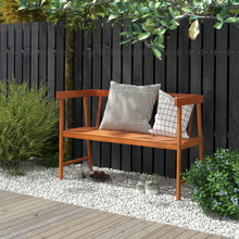 Load image into Gallery viewer, Outdoor Acacia Wood Bench with Backrest and Armrests