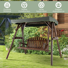 Load image into Gallery viewer, 2-Person Outdoor Wooden Porch Swing with an Adjustable Canopy