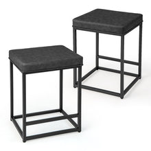 Load image into Gallery viewer, 2 Pieces 24 Inch Bar Stools with Thick PVC Leather Cushion and Footrest-Black