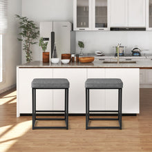 Load image into Gallery viewer, 2 Pieces 24 Inch Bar Stools with Thick PVC Leather Cushion and Footrest-Gray