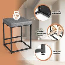 Load image into Gallery viewer, 2 Pieces 24 Inch Bar Stools with Thick PVC Leather Cushion and Footrest-Gray