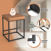 Load image into Gallery viewer, 2 Pieces 24 Inch Bar Stools with Thick PVC Leather Cushion and Footrest-Brown
