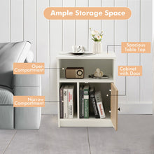 Load image into Gallery viewer, 2 Pieces 25 Inch Tall Nightstands with Door and 2 Open Shelves-White