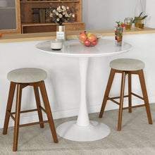 Load image into Gallery viewer, 2 Pieces 26 Inch Backless Swivel Barstools with Linen Fabric Seat-Beige