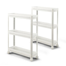 Load image into Gallery viewer, 2 Pieces 3-Tier Slim Detachable Storage Cart with Drainage Holes and Wheels-White
