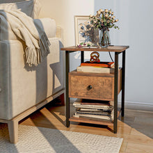 Load image into Gallery viewer, 1/2 Pieces 3-Tier Nightstand with Charging Station and Drawer-Set of 2
